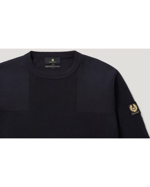 Belstaff Blue Men's Commander Crewneck Jumper Organic Cotton for men