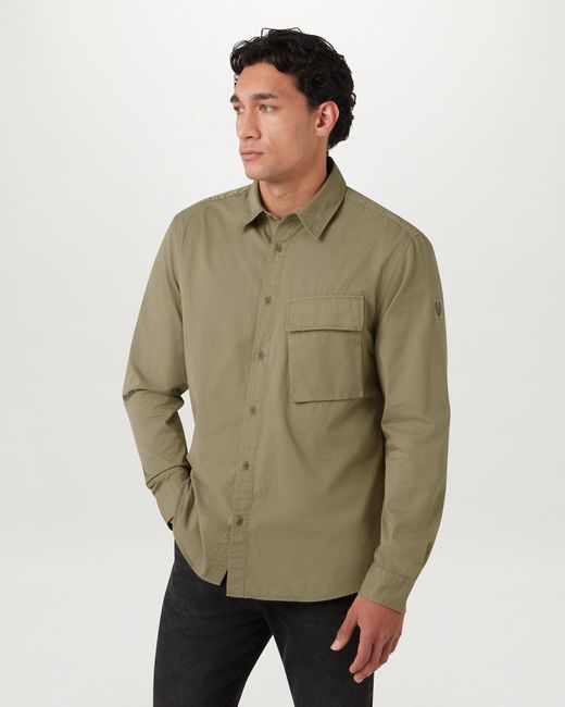 Belstaff Green Men's Scale Shirt Garment Dye Cotton for men