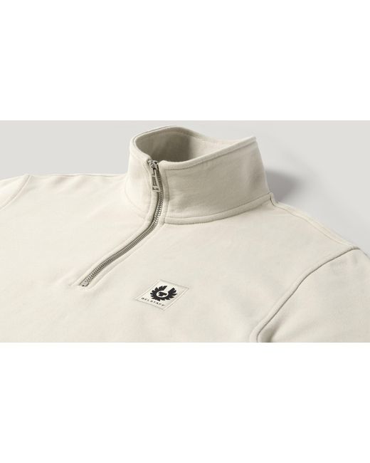 Belstaff Natural Men's Quarter Zip Sweatshirt Cotton Fleece for men