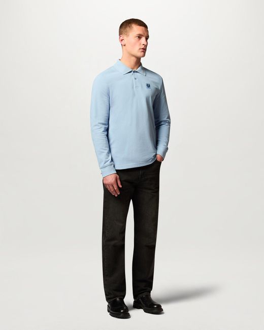 Belstaff Blue Men's Long Sleeved Polo Cotton Pique for men