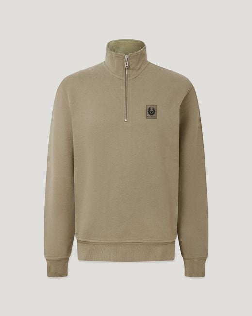 Belstaff Natural Men's Quarter Zip Sweatshirt Cotton Fleece for men