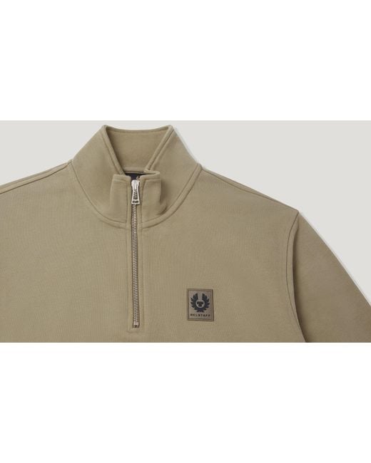 Belstaff Natural Men's Quarter Zip Sweatshirt Cotton Fleece for men