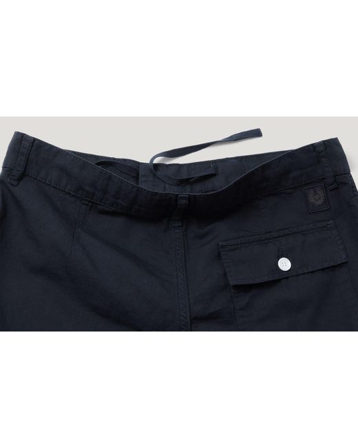 Belstaff Blue Men's Maritime Short Garment Dye Cotton Linen for men
