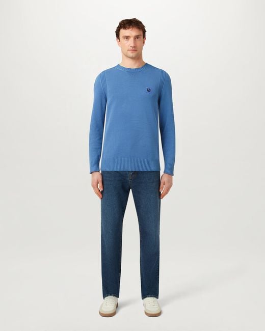 Belstaff Blue Men's Watch Sweater Light Fade-out Garment Dye Cotton for men