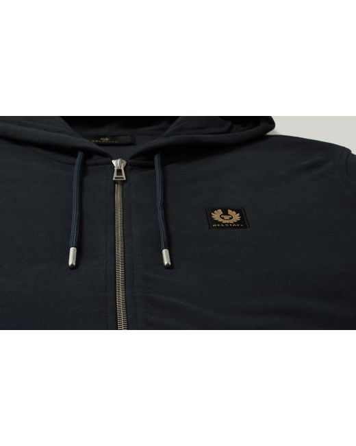Belstaff Blue Men's Full Zip Hoodie Cotton Fleece for men