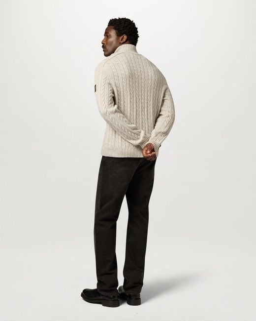 Belstaff Natural Men's Westport Quarter Zip Wool Cotton Blend for men
