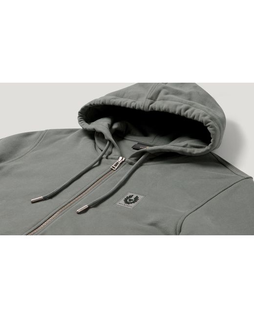 Belstaff Gray Men's Full Zip Hoodie Cotton Fleece for men