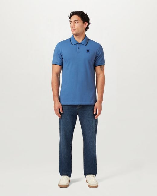 Belstaff Blue Men's Tipped Polo Cotton Pique for men