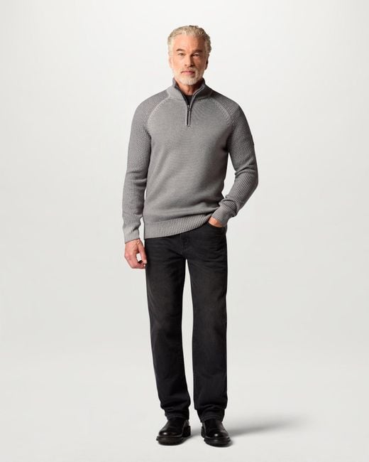 Belstaff Gray Men's Garment Dye Aspect Quarter Zip Merino Wool for men