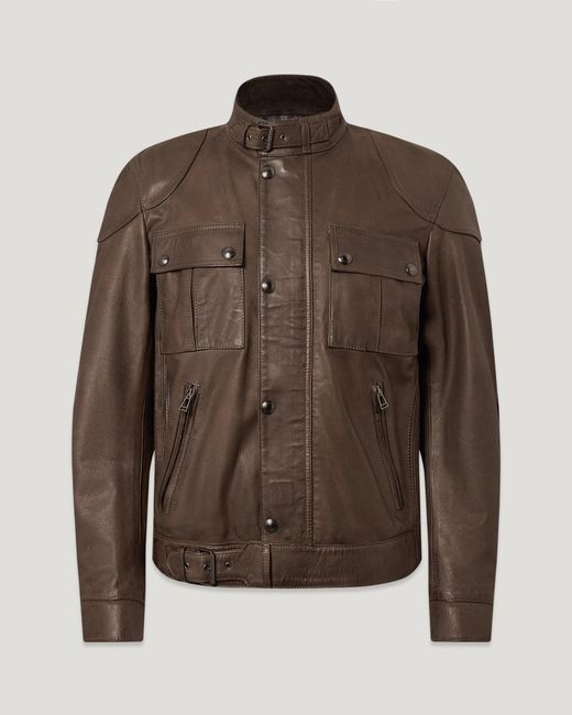 Belstaff Brown Men's Gangster Jacket Nubuck Leather for men