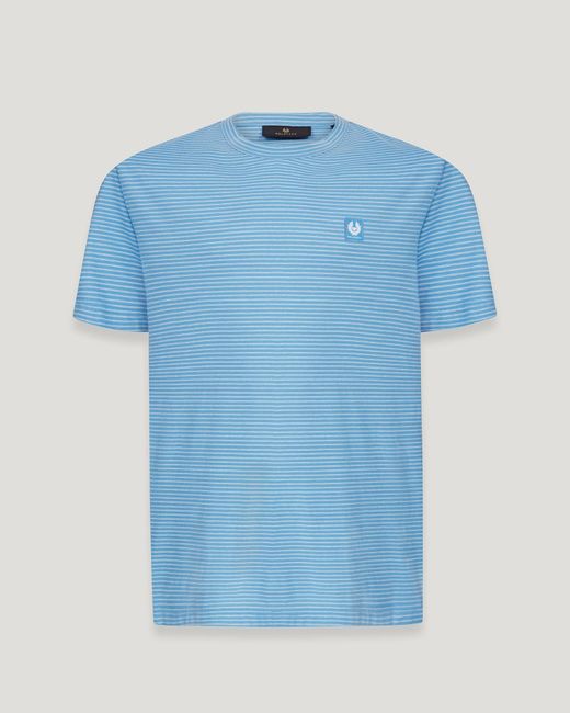 Belstaff Blue Micro Striped T-shirt for men