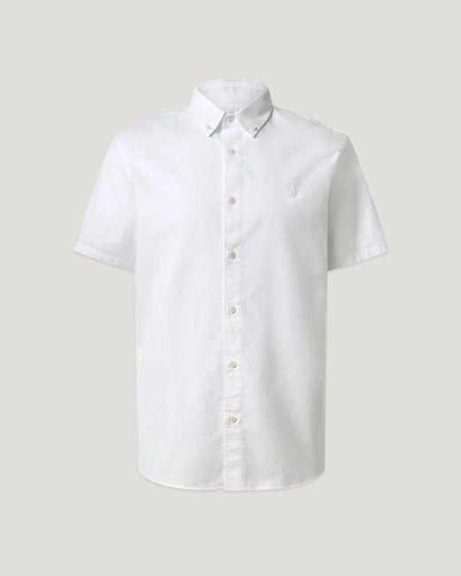 Belstaff White Men's Short Sleeve Street Shirt Compact Cotton Oxford for men