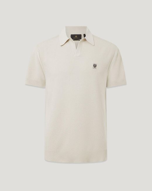 Belstaff Natural Men's Coast Knitted Polo Cotton Silk Pique for men