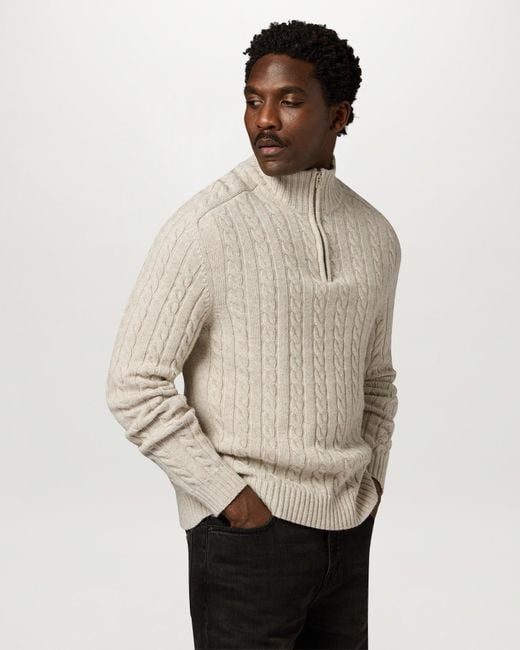 Belstaff Natural Men's Westport Quarter Zip Wool Cotton Blend for men
