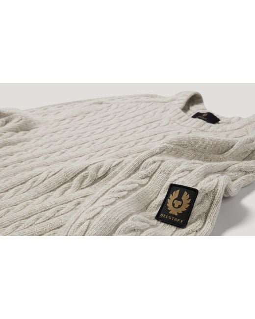 Belstaff Natural Men's Westport Crew Neck Wool Cotton Blend for men