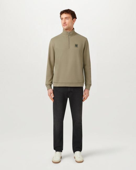 Belstaff Natural Men's Quarter Zip Sweatshirt Cotton Fleece for men
