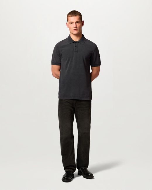 Belstaff Black Men's Valley Garment Dye Polo Cotton. Cotton for men