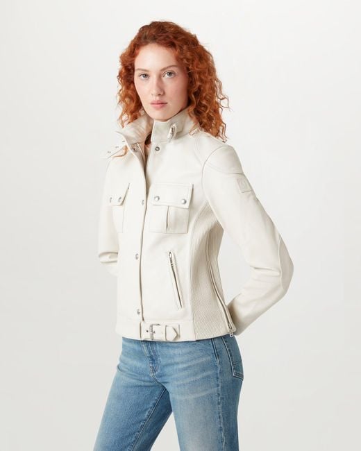 Belstaff Natural Gangster Jacket Matt Nappa Size Us 6