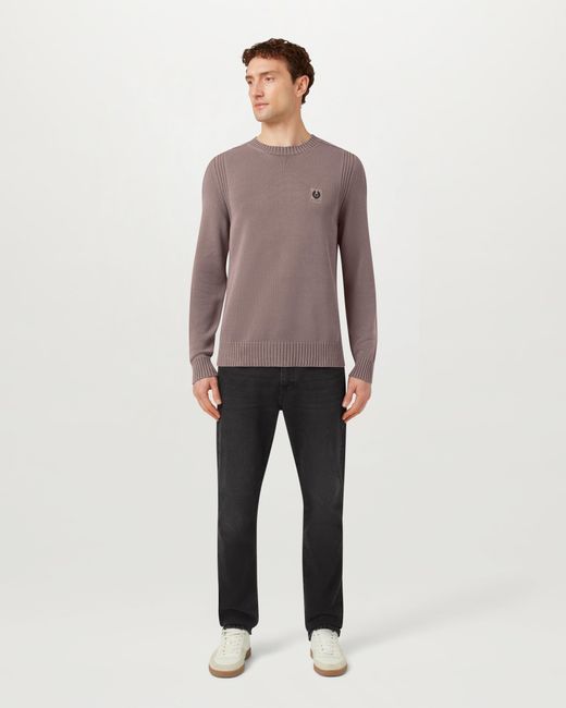 Belstaff Brown Men's Watch Sweater Light Fade-out Garment Dye Cotton for men