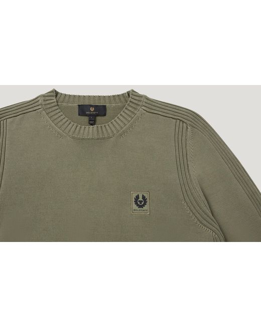 Belstaff Green Men's Watch Sweater Light Fade-out Garment Dye Cotton for men
