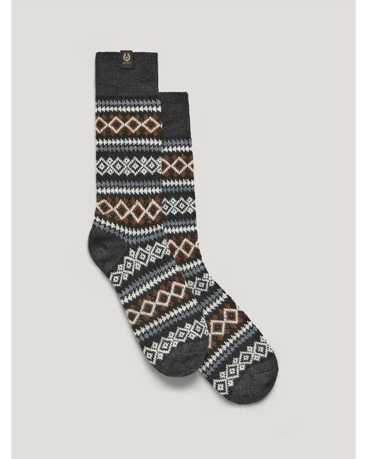Belstaff White Thistle Fair Isle Socks for men