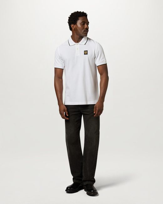 Belstaff White Men's Tipped Polo Cotton Pique for men