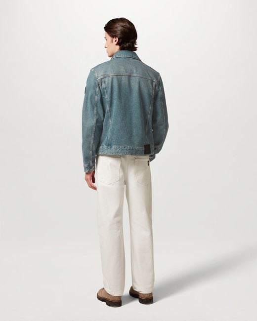 Belstaff Blue Men's Piston Trucker Jacket Washed Denim for men