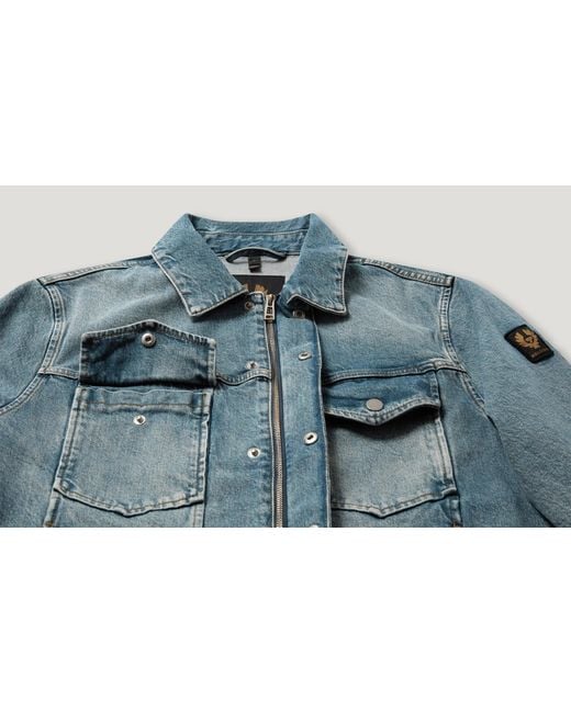 Belstaff Blue Men's Piston Trucker Jacket Washed Denim for men