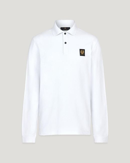 Belstaff White Men's Long Sleeved Polo Cotton Pique for men