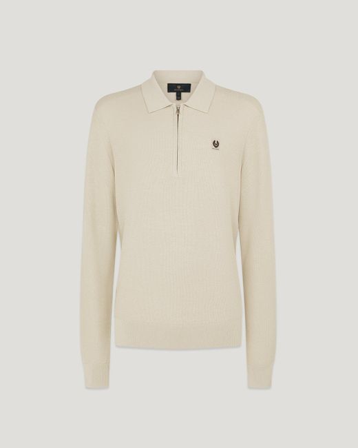 Belstaff Natural Drift Knitted Polo Cotton Silk Blend for men