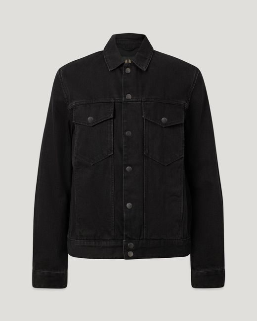 Belstaff Men's Piston Trucker Jacket Washed Denim Black Size 2xl for men