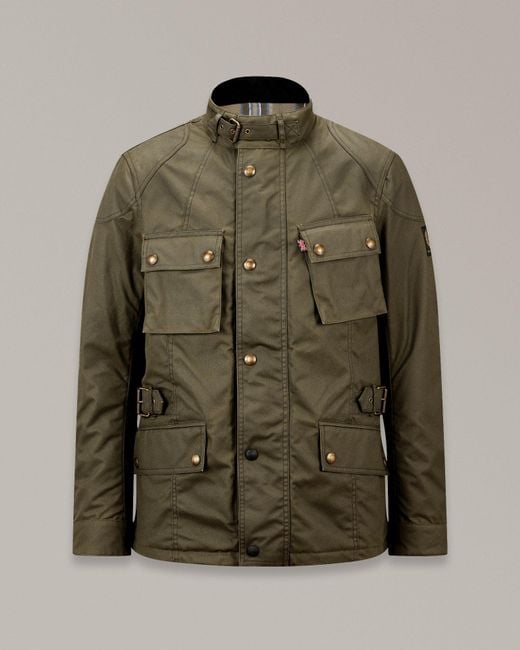 Veste Motard Crosby Pour Homme Coton Ciré Vert Forêt Taille Belstaff pour homme en coloris Green
