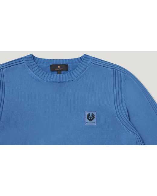 Belstaff Blue Men's Watch Sweater Light Fade-out Garment Dye Cotton for men