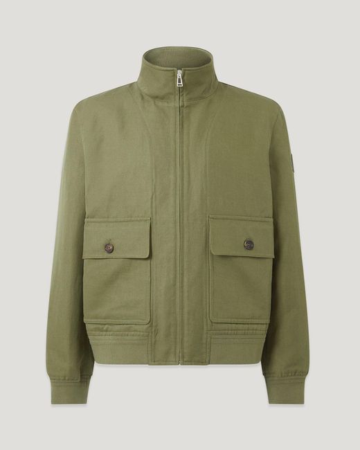 Belstaff Green Men's Helston Jacket Tailored Linen Cotton Twill for men
