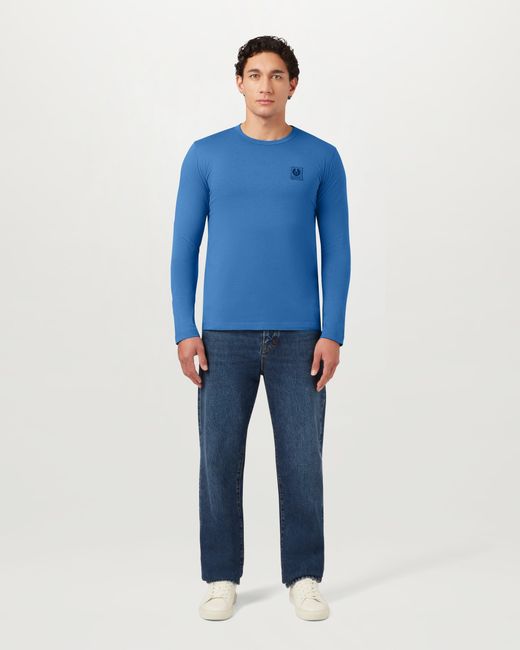 Belstaff Blue Men's Long Sleeved T-shirt Cotton Jersey for men
