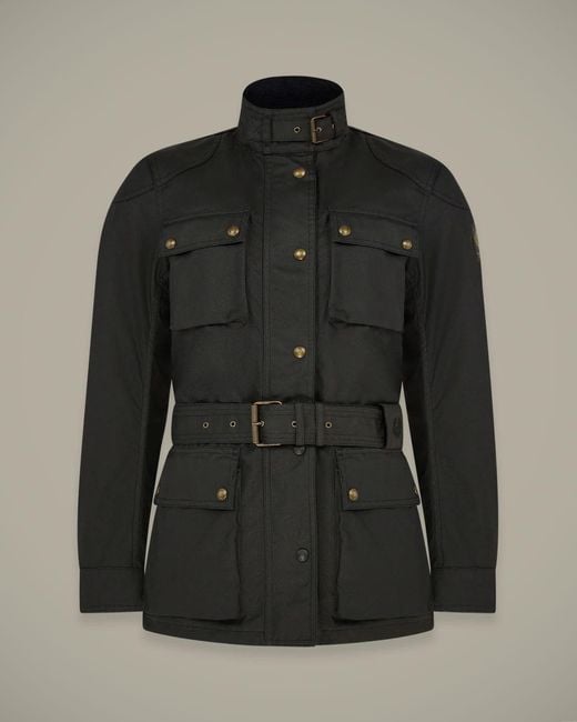 Belstaff Black Women's Trialmaster Motorcycle Icon Jacket Waxed Cotton