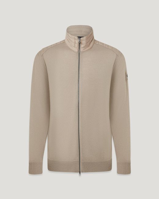 Belstaff Natural Men's Kelby Zip Cardigan Merino Wool for men