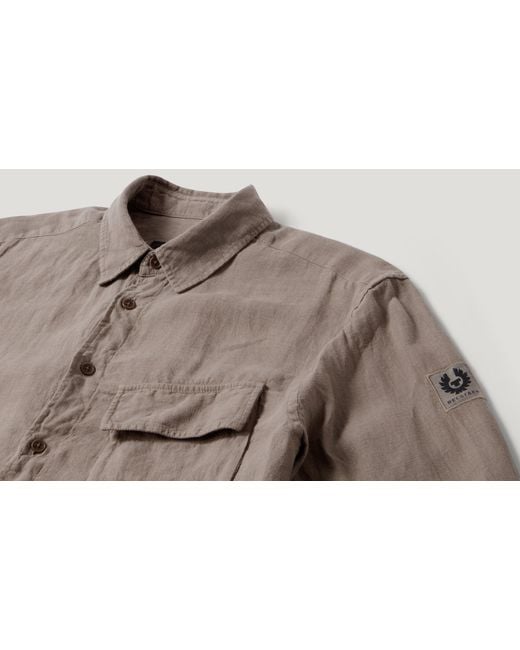 Belstaff Gray Men's Scale Shirt Garment Dyed Linen for men
