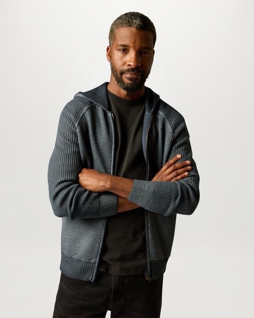 Belstaff Gray Men's Garment Dye Aspect Full Zip Merino Wool for men