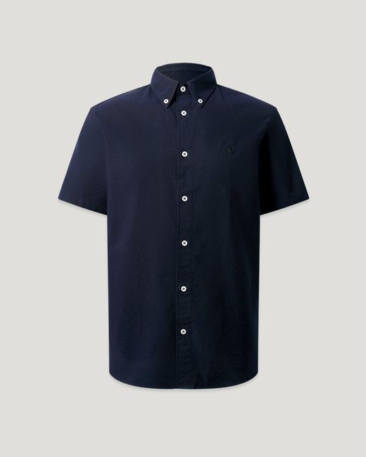 Belstaff Blue Men's Short Sleeve Street Shirt Compact Cotton Oxford for men