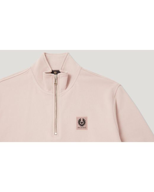 Belstaff Pink Men's Quarter Zip Sweatshirt Cotton Fleece for men