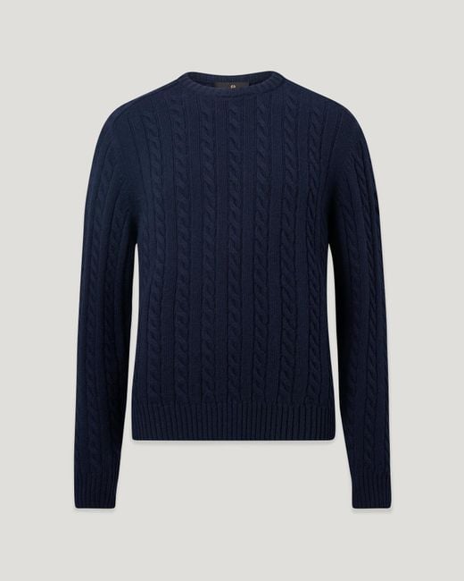 Belstaff Blue Men's Westport Crew Neck Wool Cotton Blend for men