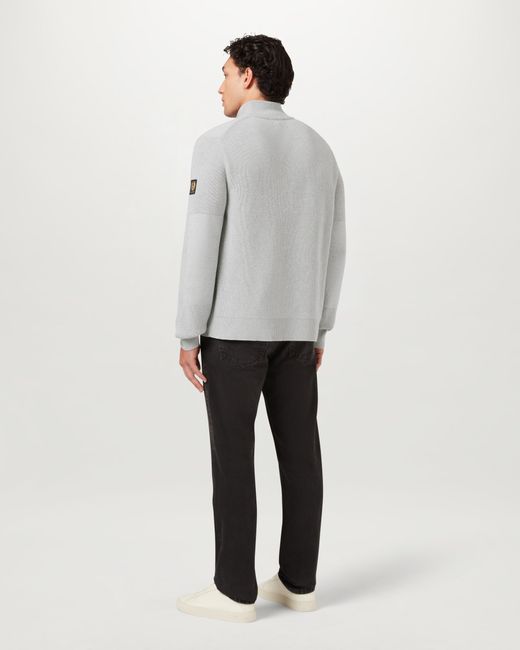 Belstaff Gray Men's Commander Quarter Zip Jumper Organic Cotton for men