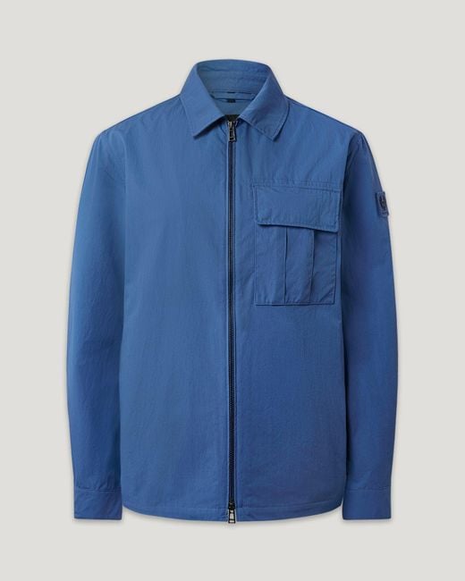Belstaff Blue Men's Cargo Overshirt Compact Technical Cotton for men