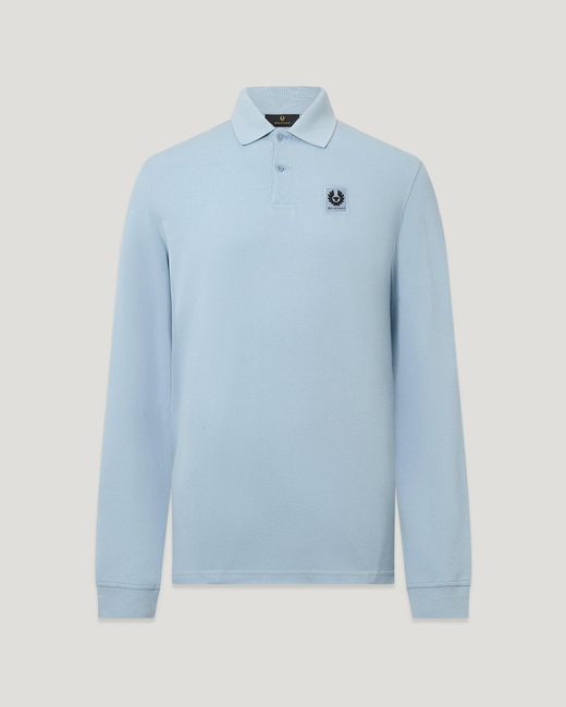 Belstaff Blue Men's Long Sleeved Polo Cotton Pique for men