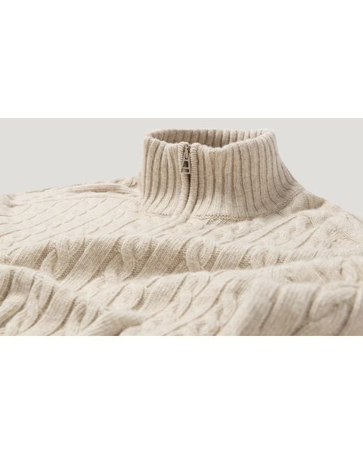 Belstaff Natural Men's Westport Quarter Zip Wool Cotton Blend for men