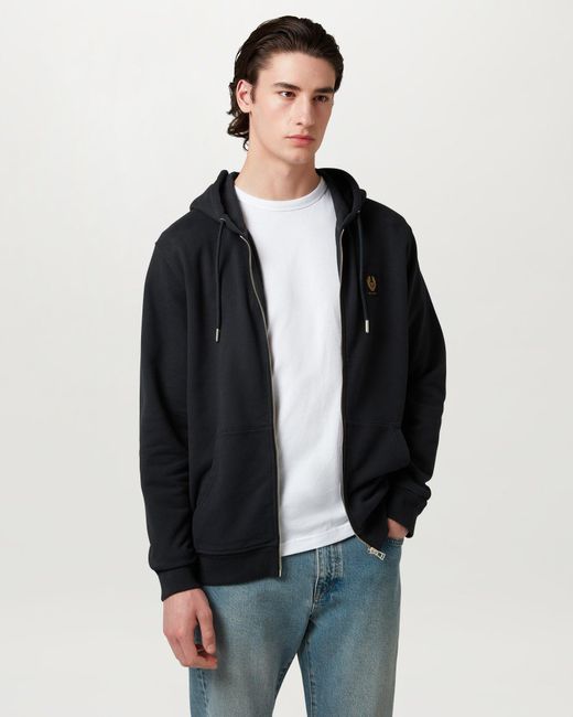 Belstaff Blue Men's Full Zip Hoodie Cotton Fleece for men
