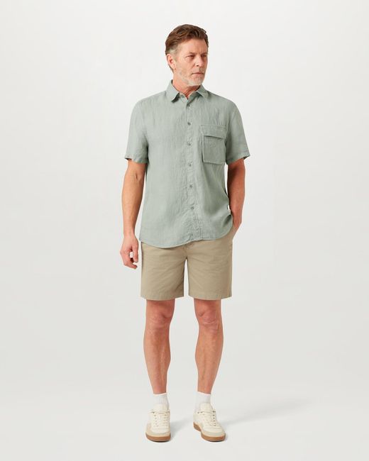 Belstaff Gray Men's Scale Short Sleeve Shirt Garment Dyed Linen for men