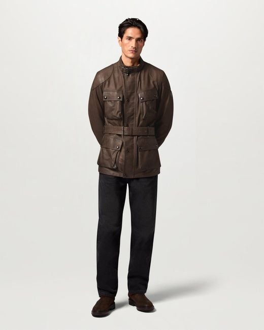 Belstaff Brown Men's Trialmaster Panther Jacket Nubuck Leather for men