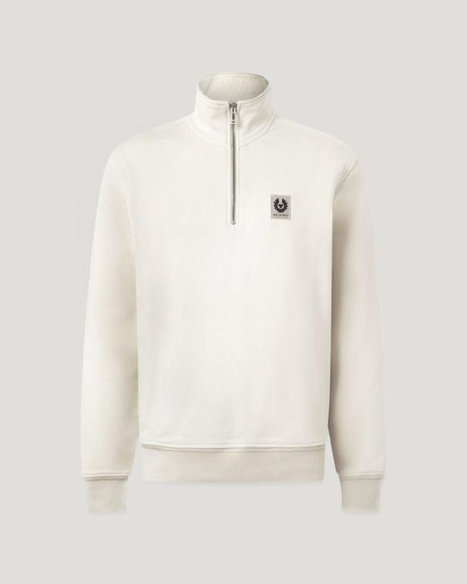 Belstaff Natural Men's Quarter Zip Sweatshirt Cotton Fleece for men